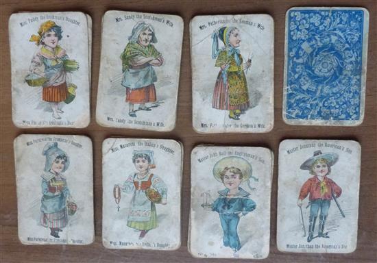 A Card Game of NATIONAL FAMILIES Globe Series of Games. 7 Families version. Complete 28 cards.No box. Condition - poor.